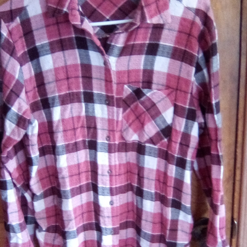 Como Vintage Pink and Black Plaid Button Down Shirt